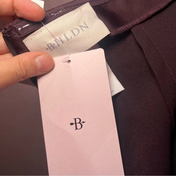 SOLD BHLDN NWT Ruby Twist Halter Satin Gown Plus Size 22 Dark Berry Bridesmaid - Picture 11 of 16